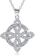 Witch Knot Full Zirconia Pendant Necklace Witchcraft Good Luck Amulet Magic
