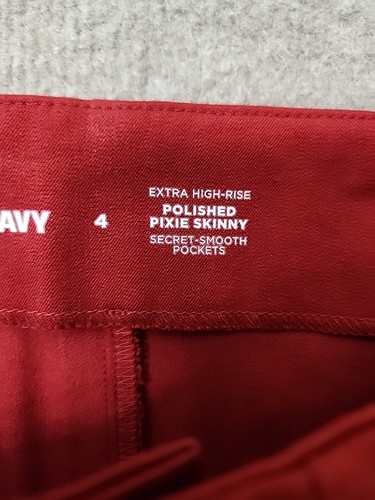 Old Navy Polished Pixie Skinny Pants Womens 12 Red Cordovan Zip Pockets NEW - Picture 9 of 20