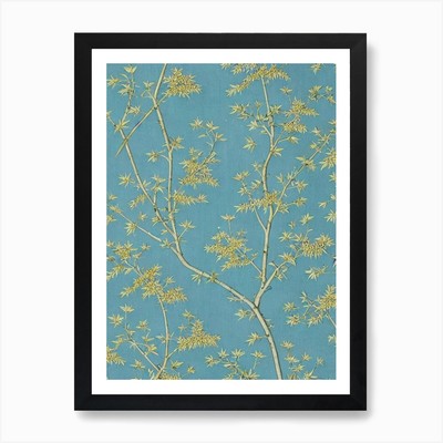 Japanese Cypress 2 tree Vintage Bot Framed Wall Art Poster Canvas Print Picture