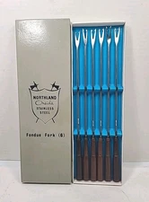 Vintage Northland Oneida Stainless Steel Fondue Forks Set of 6 with Dice Handles
