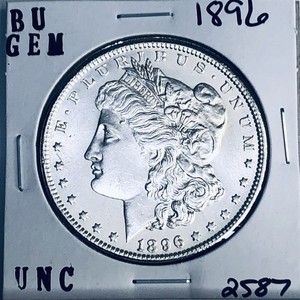 1896 BU GEM MORGAN SILVER DOLLAR UNC MS+++ U.S. MINT RARE COIN 2587