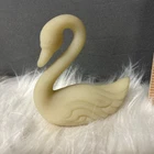 4"x4"x1.75" Vtg Fenton  Yellow Custard Satin Glass Swan Figurine