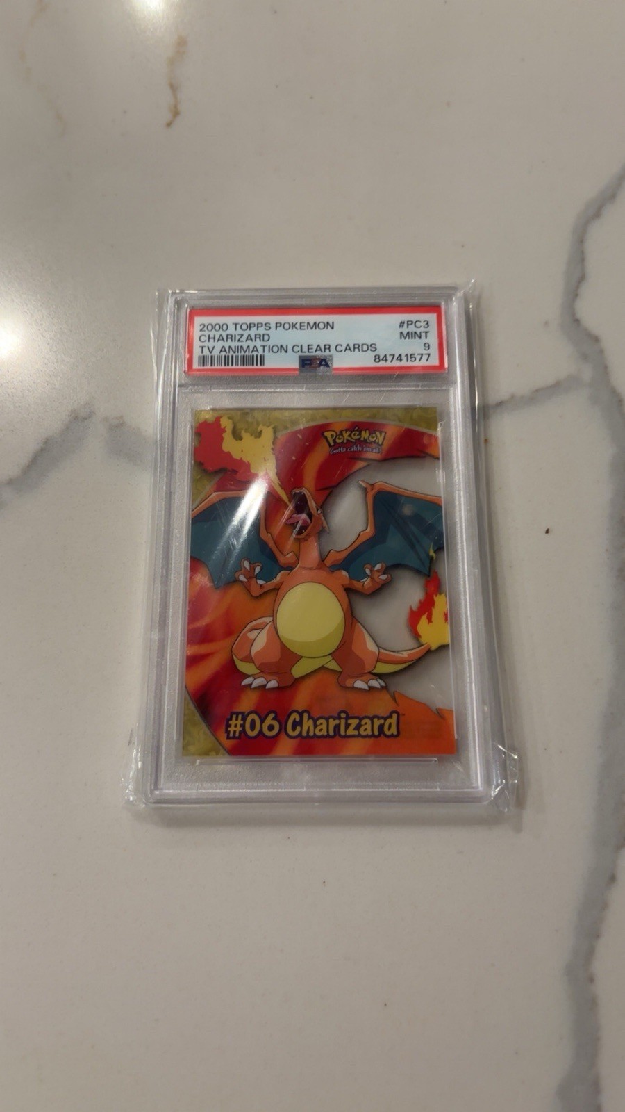2000 TOPPS POKEMON TV ANIMATION CLEAR CARDS #PC3 CHARIZARD PSA 9