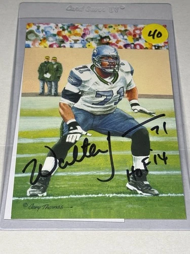 Walter Jones Goal Line Autograph “HOF 14” JSA CG22388