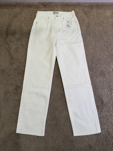 NWT ÉTICA Tyler Raw Hem Straight Leg Jeans sz 24 Vintage White 100% Cotton $258