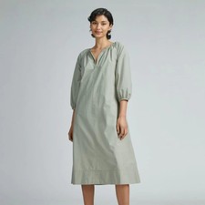 Everlane The Raglan Sleeve Poplin Dress 100% Cotton Seagrass Sage Green M