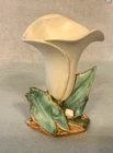 McCoy Calla Lily White  & Green Leaves Vase Planter 1940s 8" VTG