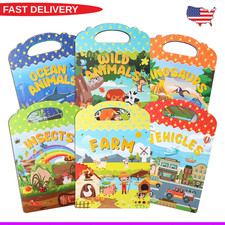 6Pcs Reusable Sticker Books, Sticker Books for Toddlers 2-4 Years, Vehicles Inse