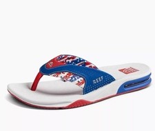 New Reef Fanning Flip Flop Patriotic USA Bottle Opener Sandal CJ6138 Size 10