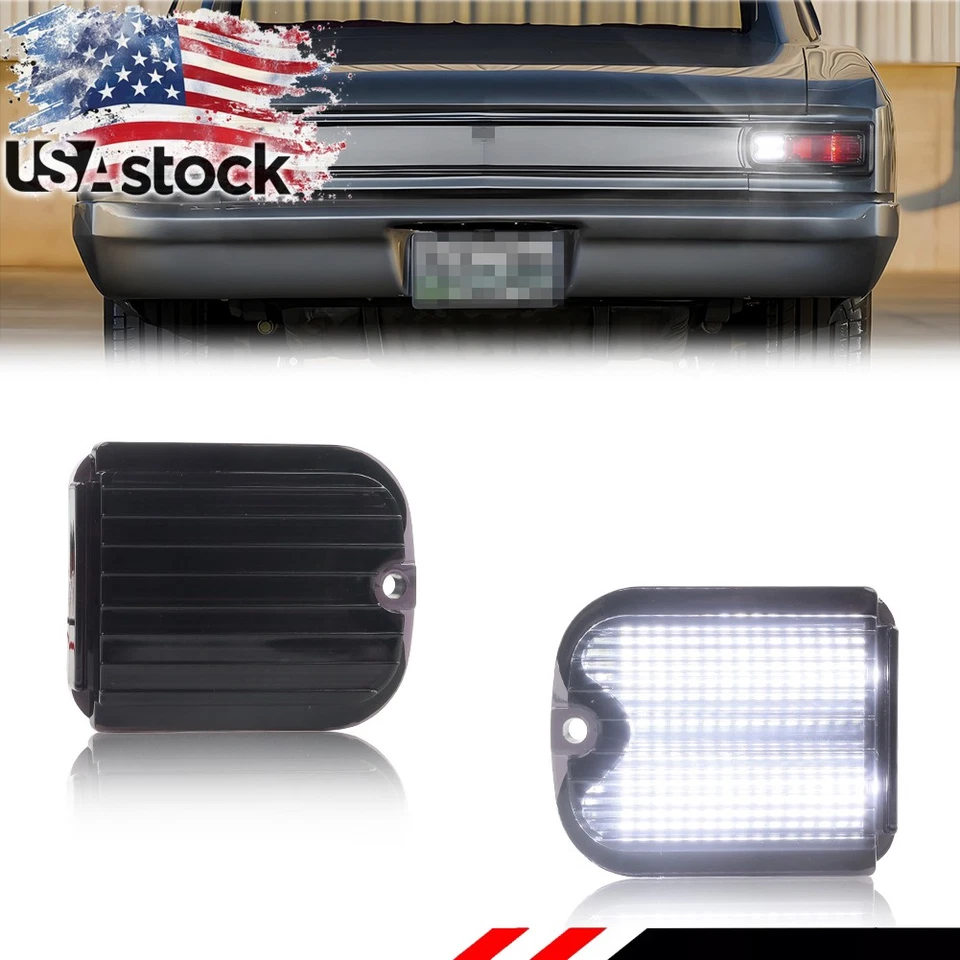 2X Smoked White LED Backup Reverse Light Lenses For 1966 Chevy Chevelle & Malibu - Image 1 of 4
