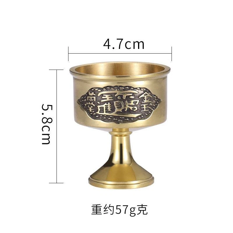 1 taza de vino de latón Dios de la riqueza adoraciones tazas de vino ofreciendo riqueza a Buda Foto 3 de 4