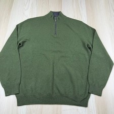 Club Room Mens Green Soft 1/4 Zip Cashmere Ribbed Pullover Sweater Size L