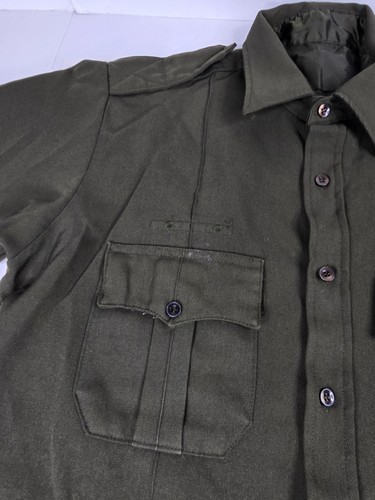 Vintage Military Green Wool Polyester Button Up Shirt Mens Size XL Long Sleeve - Picture 5 of 10