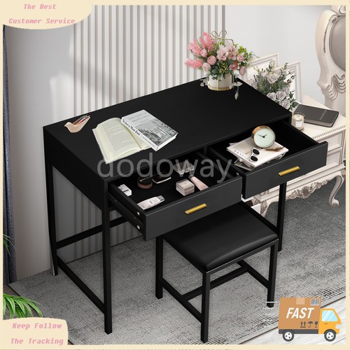 Small Computer Desk Home Office W/ 2 Drawer Stool Metal Sturdy New Writing Table - 第 3/6 張圖片