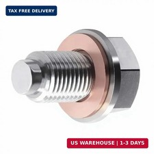 M14x1.5 Magnetic Oil Drain Plug with 6PCS Copper Crush Washer Anti Leakage, Stai