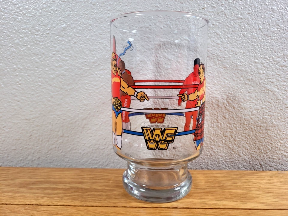Vaso de beber WWF vintage 1985 WWE Hulk Hogan Andre The Giant Rowdy Piper Foto 2 de 4