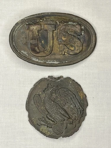 Civil War Dug Eagle Breast Plate & US Cartridge Box Plate, James Island SC