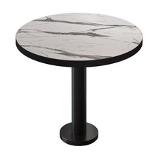 BML | Bistrotisch | Ø:H 70 x 75 cm | Weiß Marmor / Schwarz | Rund | Schwarzer...