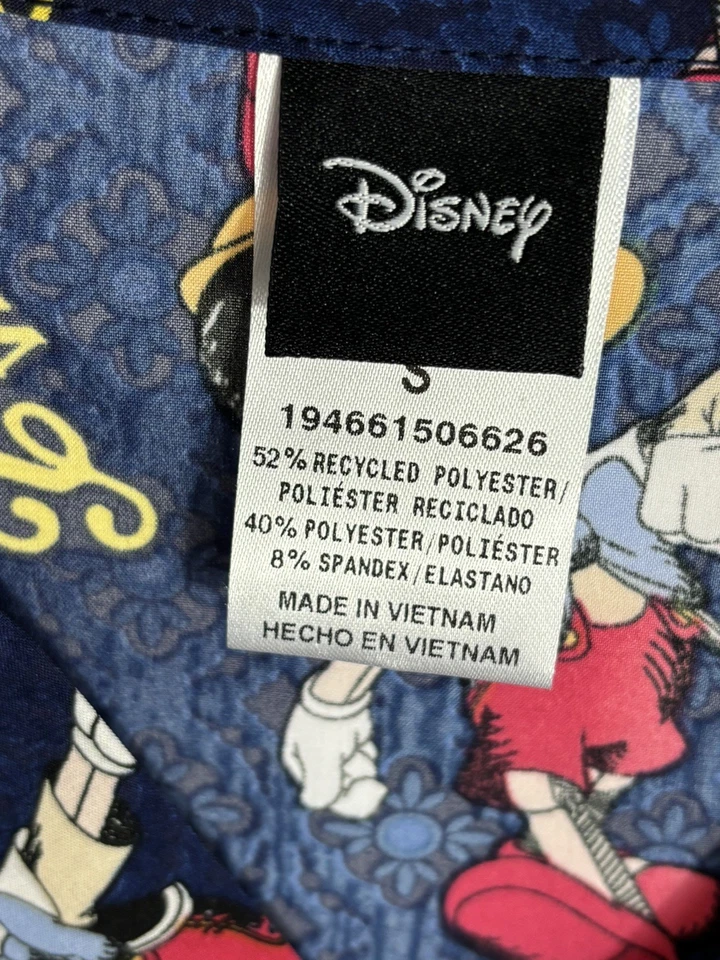 Pinnochio Cherokee Scrubs Tooniforms Disney V Neck Top Mens Small NWT - Image 2 of 4