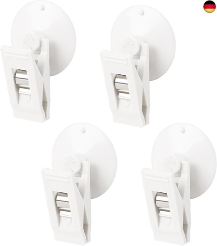 Saugnapf Klammer, 4 Stück Weiß Saugnapf Clip Wasserdicht Duschvorhang Clips M - Bild 1 von 7
