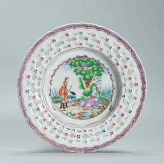 Antique 1750 1770 Chinese Porcelain plate Chine de commande 'Pastoral' Qianlong