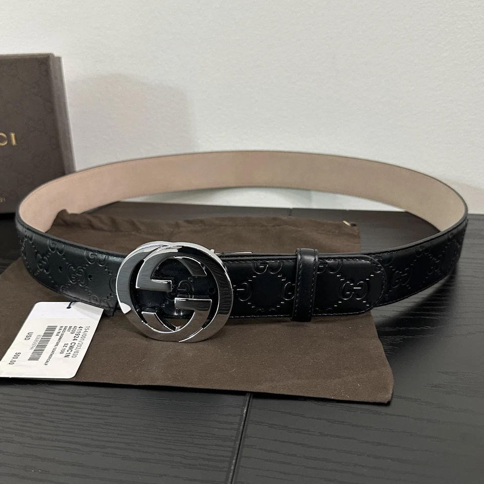 Auténtico Cinturón Gucci Negro Monograma GG, Para Hombre Talla 34-36 (100cm) Foto 2 de 4