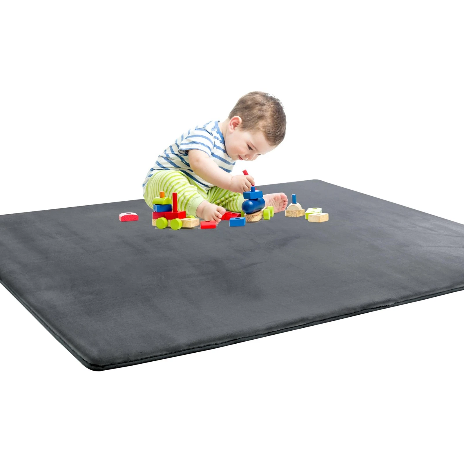 BALAPET Thick Memory Foam 74x50 Play Mat for Playpen, Super Soft Velvet Porta...