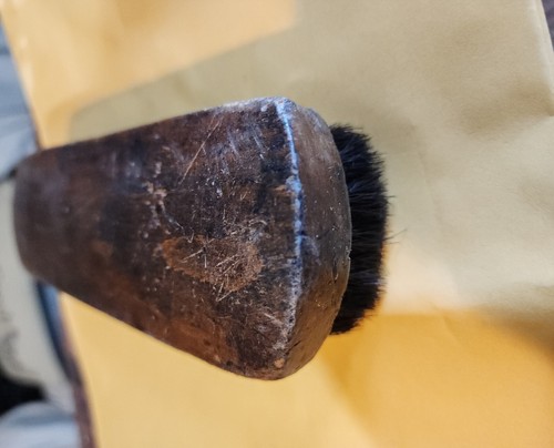 Vintage Shoe Shine Brush Patina Wood Handle Horsehair?Circa 1950 Farmhouse Decor - Picture 2 of 6