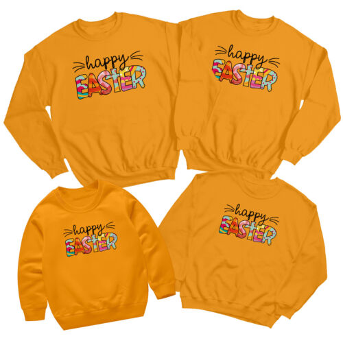 Family Bunny Ears Happy Easter Sweatshirt Jumper Cute Festival Holiday Party #ED - Picture 14 of 27