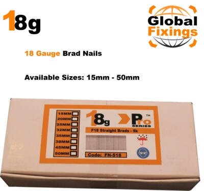 18g gerade 2000 x 25mm Brad Nägel, galv passend für alle 18g Nagler