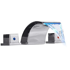 Greenspring Chrome Bathroom Faucet 3 Hole LED Light Handle B,