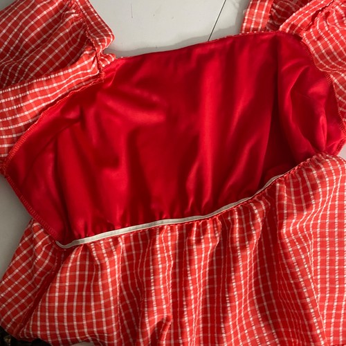 Moa Moa Top Blouse Shirt Women Plus Size 2X Red White Plaid Gingham Short - Picture 12 of 12