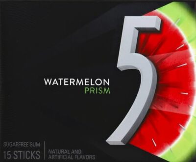 5 GUM Watermelon Prism Sugar Free Chewing Gum, 15 Stick Pack