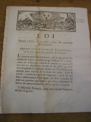 Legge Sull'Ingresso E L'Uscita Dei Porti, Rade E Fiumi 1792 Marina