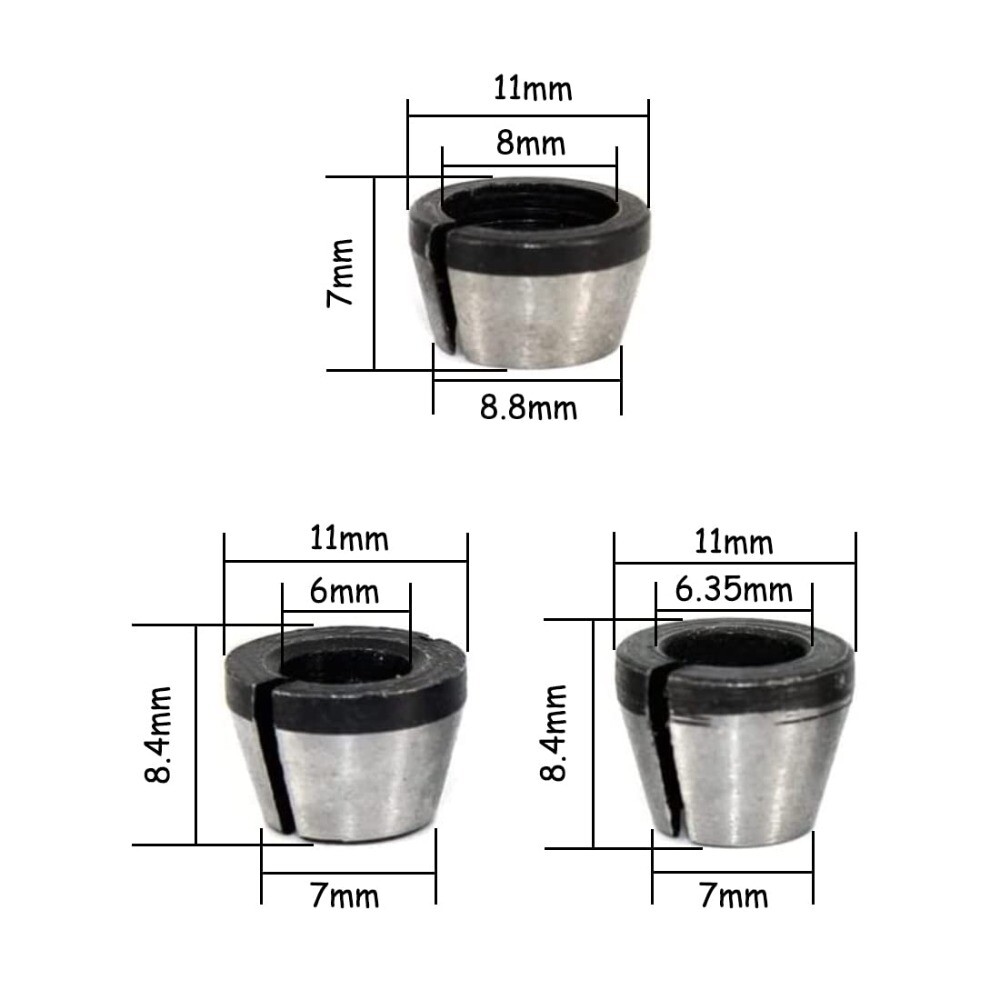 6Pcs 6mm 1/4" 8mm Steel Chuck Router Bit Straight Grinder Routers eBay