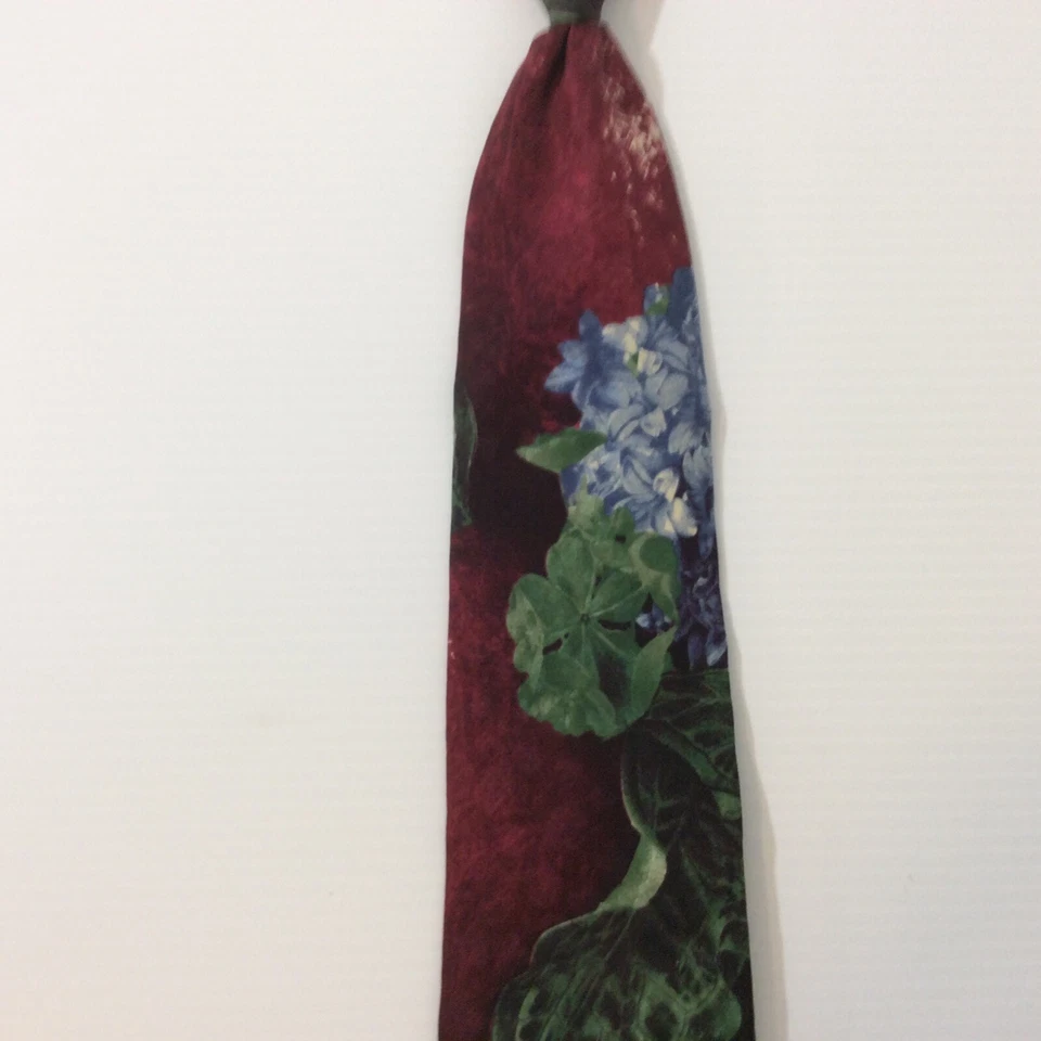 STRUCTURE Mens Necktie Tie Silk Italian Red Purple Green USA 3.75 in width - Image 4 of 4