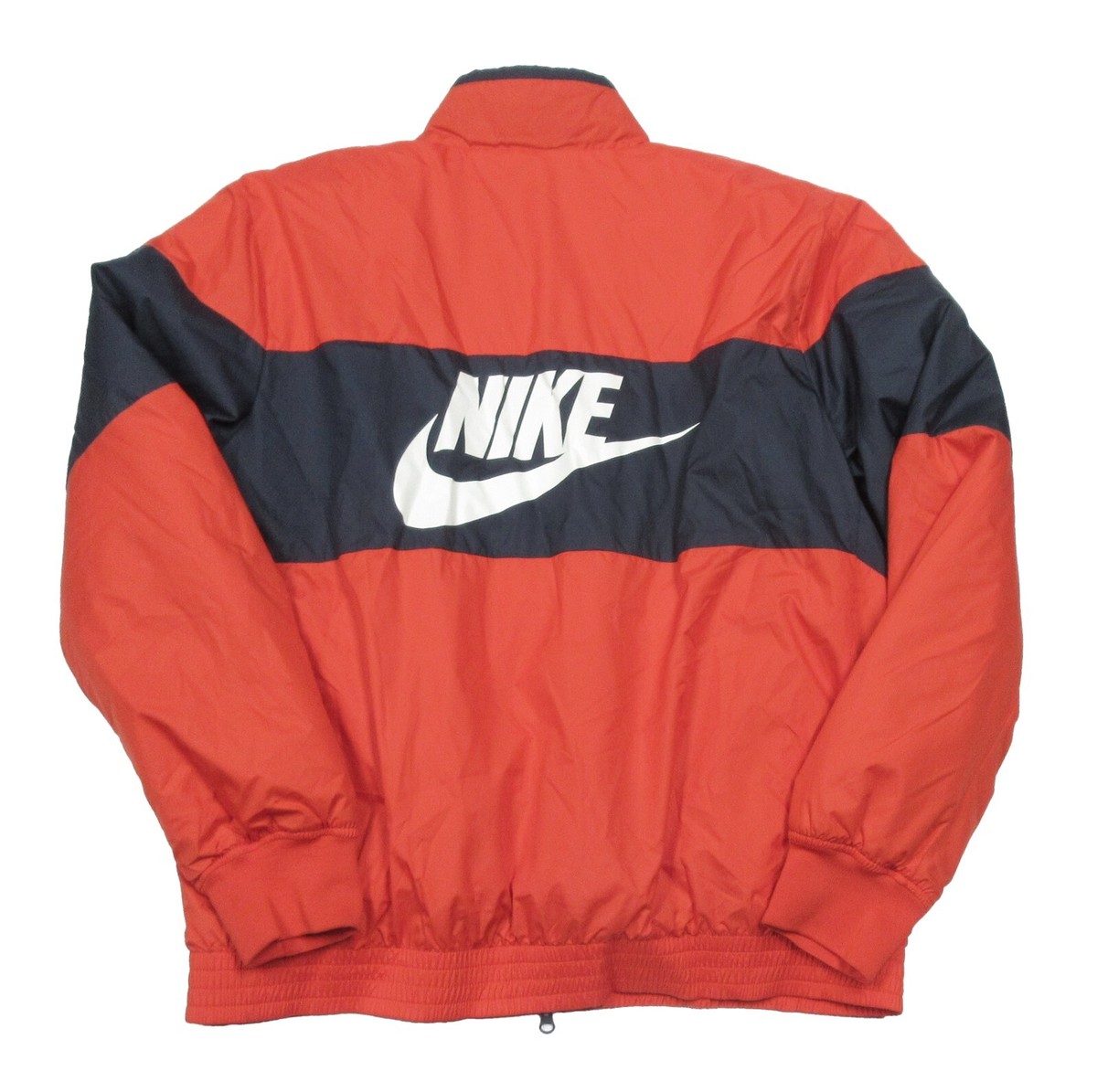 Nike Men's Orange-Red Colorblock Synthetic Fill Puffer Full Zip