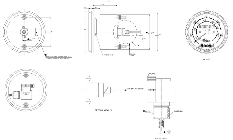 CONTAGIRI CONTAORE TRATTORE FIAT LANCETTA QUADRO STRUMENTI 450 480 500 540 550  - Immagine 2 di 4