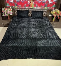 Black velvet quilt king velvet blanket velvet comforter queen bedding set