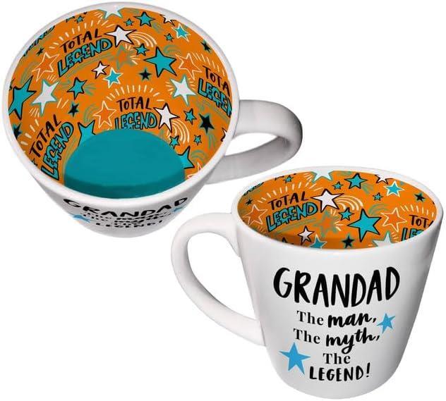 Inside Out Mug Grandad The Man The Myth The Legend Print Gift White and Orange