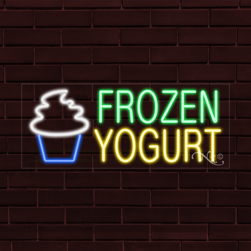BRANDNEU "FROZEN YOGURT" mit LOGO 30x12X1 ZOLL LED FLEX INDOOR SCHILD 30147 - Bild 1 von 1