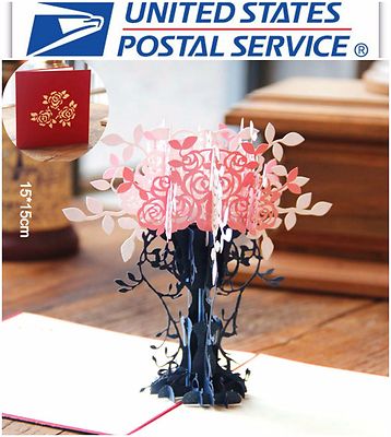 New 3D Pop Up Birthday Rose Plant Anniversary Love Valentine Greeting Card