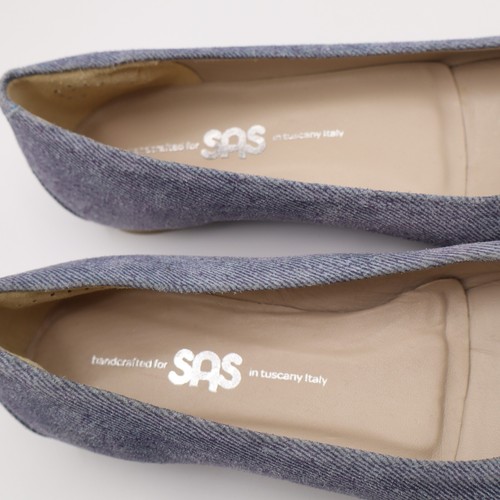 SAS Lacey Ballet Flat Shoes Blue Denim New Made in Italy Size 7 M Lightweight - Picture 2 of 8