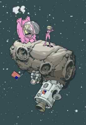 Philip Bond Asteroids print 12.75''x17.25'' Signed and Numbered SDCC 2008
