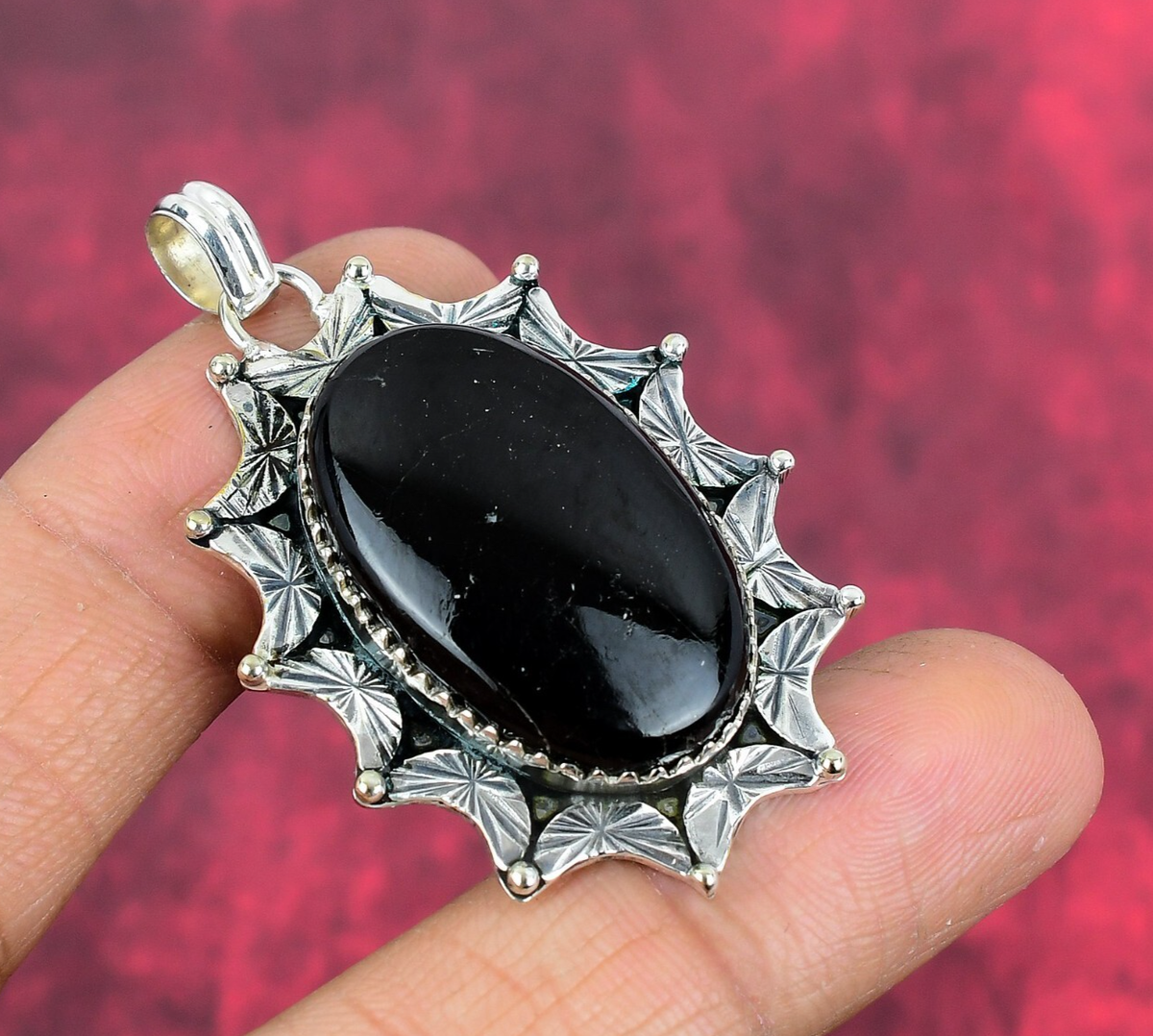 Black Tourmaline Gemstone Handmade 925 Sterling Silver Women