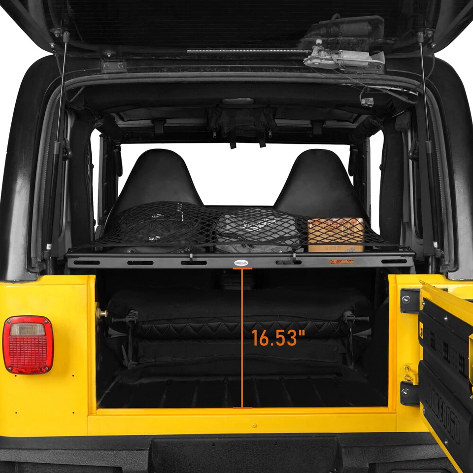 Hooke Road Interior Cargo Rack w/ Elastic Rope Net for Wrangler JEEP TJ 97-16 Foto 3 de 4