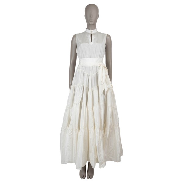 71971 authentisches CHRISTIAN DIOR Maxikleid weiß Seidenmischung 2024 Taftkleid 34 XXS