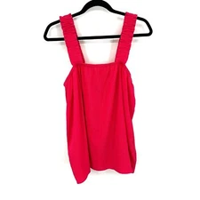 OLIVIA SKY Pink Ruffle Strap Textured Square Neck Lightweight Tank Top Large