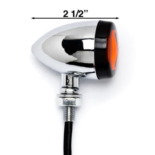 2x Universal Motorcycle Skull Chrome Turn Signal Indicators Blinker Amber Light - Picture 4 of 6