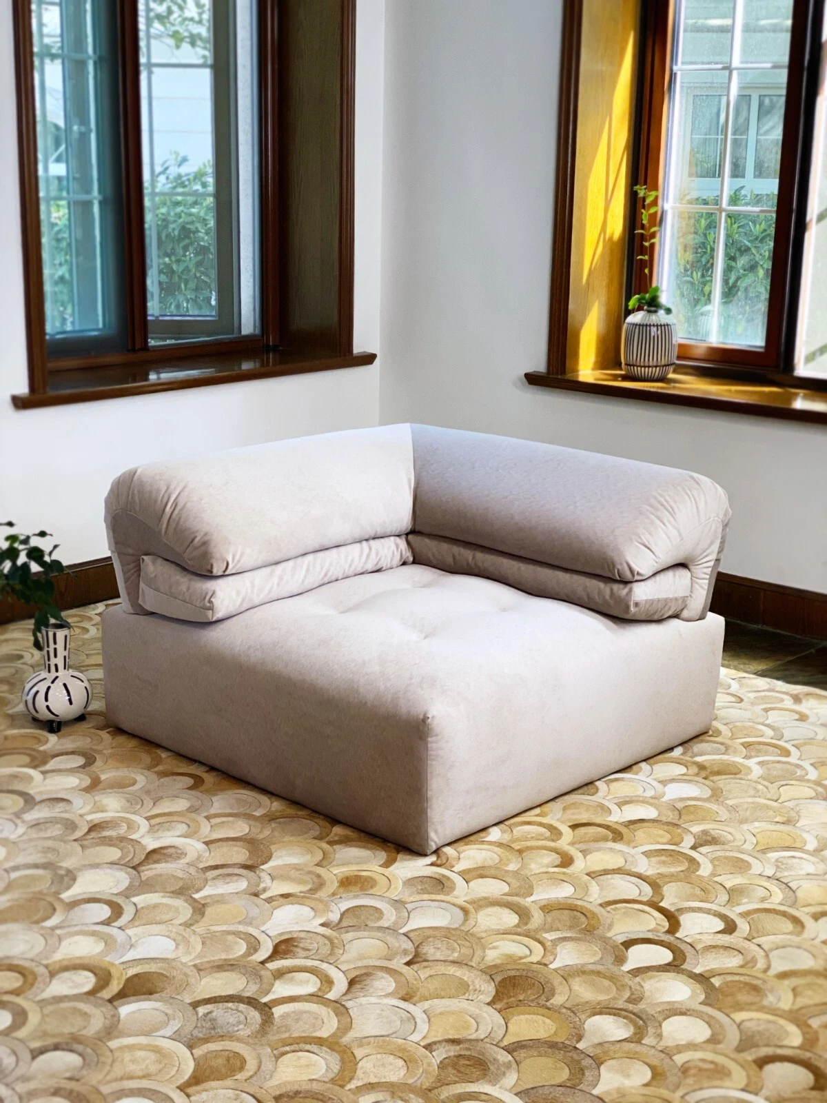 Sectional Immobile Modular Sofa Couch Customizable Configurable : Square Corner